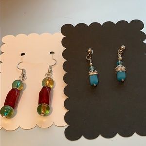 Two pair of pierced earrings